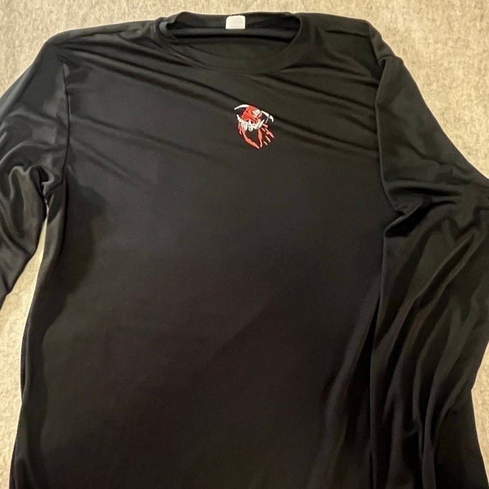 Sport-Tek Long Sleeve Shirt Black Grim Reaper Embroidered Graphic Mens Large